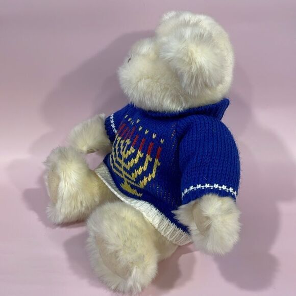Russ Berrie 8” Plush White Hanukkah Teddy Bear Excellent Used Condition Like New - Picture 2 of 8